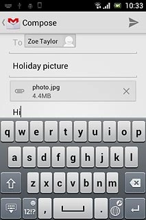 Write subject and text.Press the send icon.