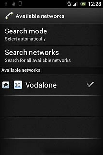 Your phone will search for networks within range.Press Search mode.