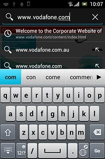 Key in the address of the required web page and press Go.