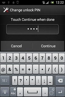 Key in the required phone lock code and press Continue.
