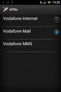 Press the field next to Vodafone Mail to activate the data connection.