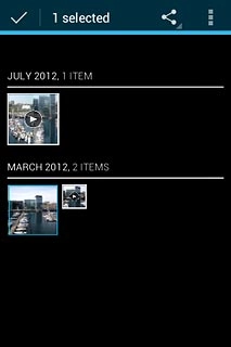 When a picture or video clip is displayed in a blue frame, it's selected.