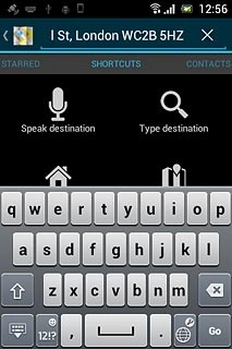 Key in the required destination and press Go.