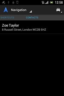 Slide your finger left on the display.Contacts with addresses are displayed.Press the required contact.