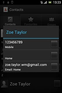 If required, press the required phone number or the required email address.