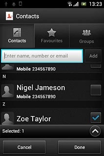 When the box next to the required contact is ticked (V), it's selected.