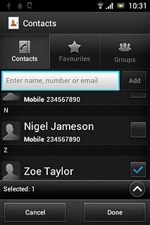 When the box next to the required contact is ticked (V), it's selected.