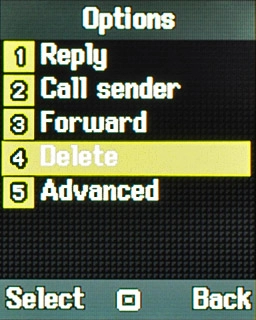 Scroll to Delete and press the Navigation key.