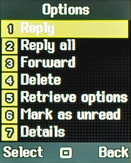 Scroll to Reply and press the Navigation key twice.