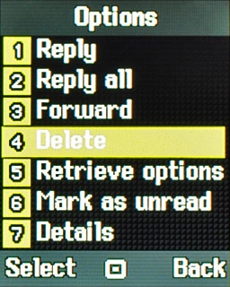 Scroll to Delete and press the Navigation key.