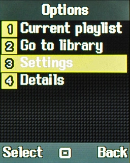 Scroll to Settings and press the Navigation key.