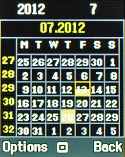 Highlight the required date and press the Navigation key.