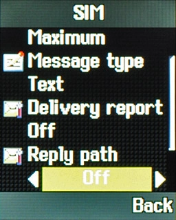 Scroll to Reply path and press Navigation key right to turn the function on or off.