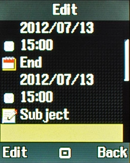 Highlight the field below Subject and press the Navigation key.