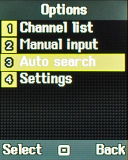 Scroll to Auto search and press the Navigation key.