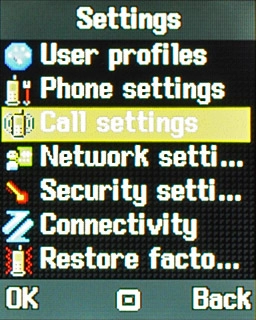 Scroll to Call settings and press the Navigation key.
