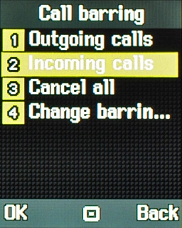 Scroll to Incoming calls and press the Navigation key.