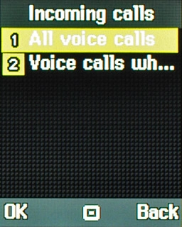 Scroll to All voice calls or Voice calls when roaming and press the Navigation key.