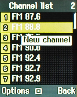 Highlight the required channel and press the Navigation key.