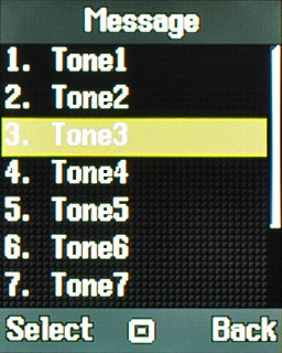 Highlight the different message tones and wait a moment to hear them.
