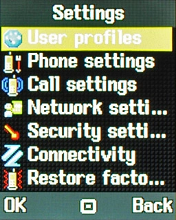 Scroll to User profiles and press the Navigation key.