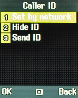 Highlight Set by network, Hide ID or Send ID and press the Navigation key.