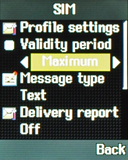 Scroll to Validity period and press Navigation key right to select Maximum.