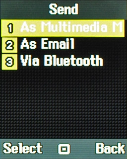 Scroll to As multimedia message and press the Navigation key.A picture message containing the picture or video clip is created.Write subject and text for your picture message.
