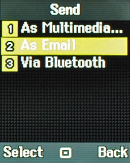 Scroll to As Email and press the Navigation key.