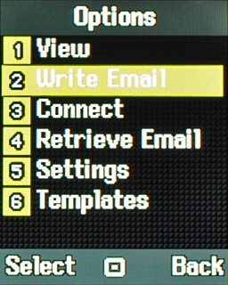 Scroll to Write Email and press the Navigation key.