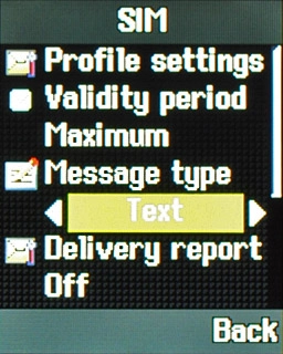 Scroll to Message type and press Navigation key right to select Text.