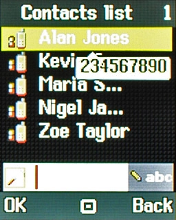 Highlight the required contact and press the Navigation key.