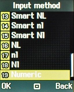 Scroll to Numeric and press the Navigation key.Key in the required numbers.