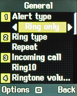 Highlight the field below Alert type and press the Navigation key.