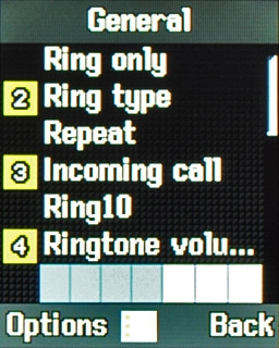 Highlight the field below Ringtone volu....