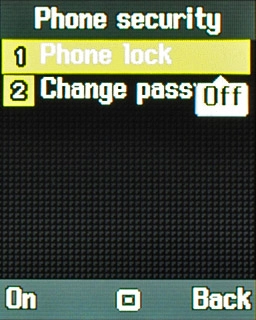 Scroll to Phone lock and press the Navigation key.