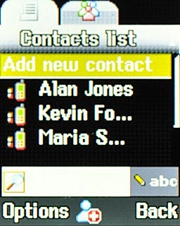 Scroll to Add new contact and press the Navigation key.