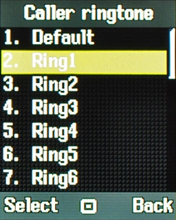 Highlight the different ring tones to listen to them.