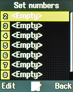 Highlight the required speed dialling key and press the Navigation key.