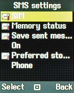 Scroll to SIM and press the Navigation key.