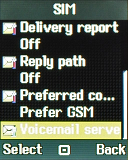 Scroll to Voicemail server and press the Navigation key.