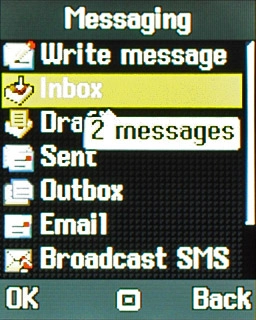 Scroll to Inbox and press the Navigation key.