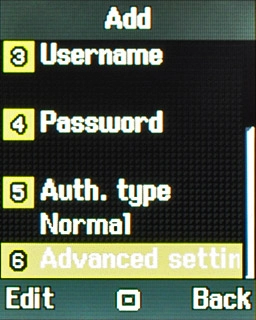 Scroll to Advanced settings and press the Navigation key.