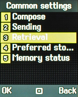 Scroll to Retrieval and press the Navigation key.