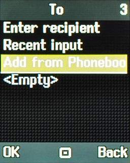 Scroll to Add from Phonebook and press the Navigation key.