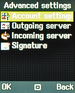 Scroll to Account settings and press the Navigation key.
