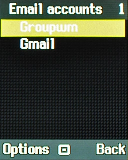Highlight the required email account and press Options.