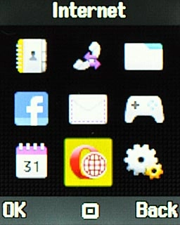 Scroll to Internet and press the Navigation key.