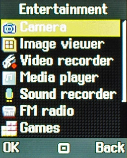 Scroll to Camera and press the Navigation key.