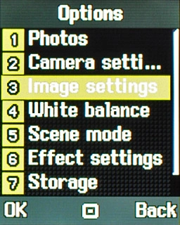 Scroll to Image settings and press the Navigation key.